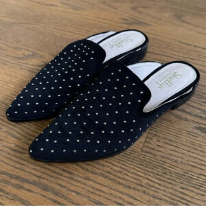 Shellys London Velvet Fantasia Gold Studded Slip On Mule women’s size 7.5